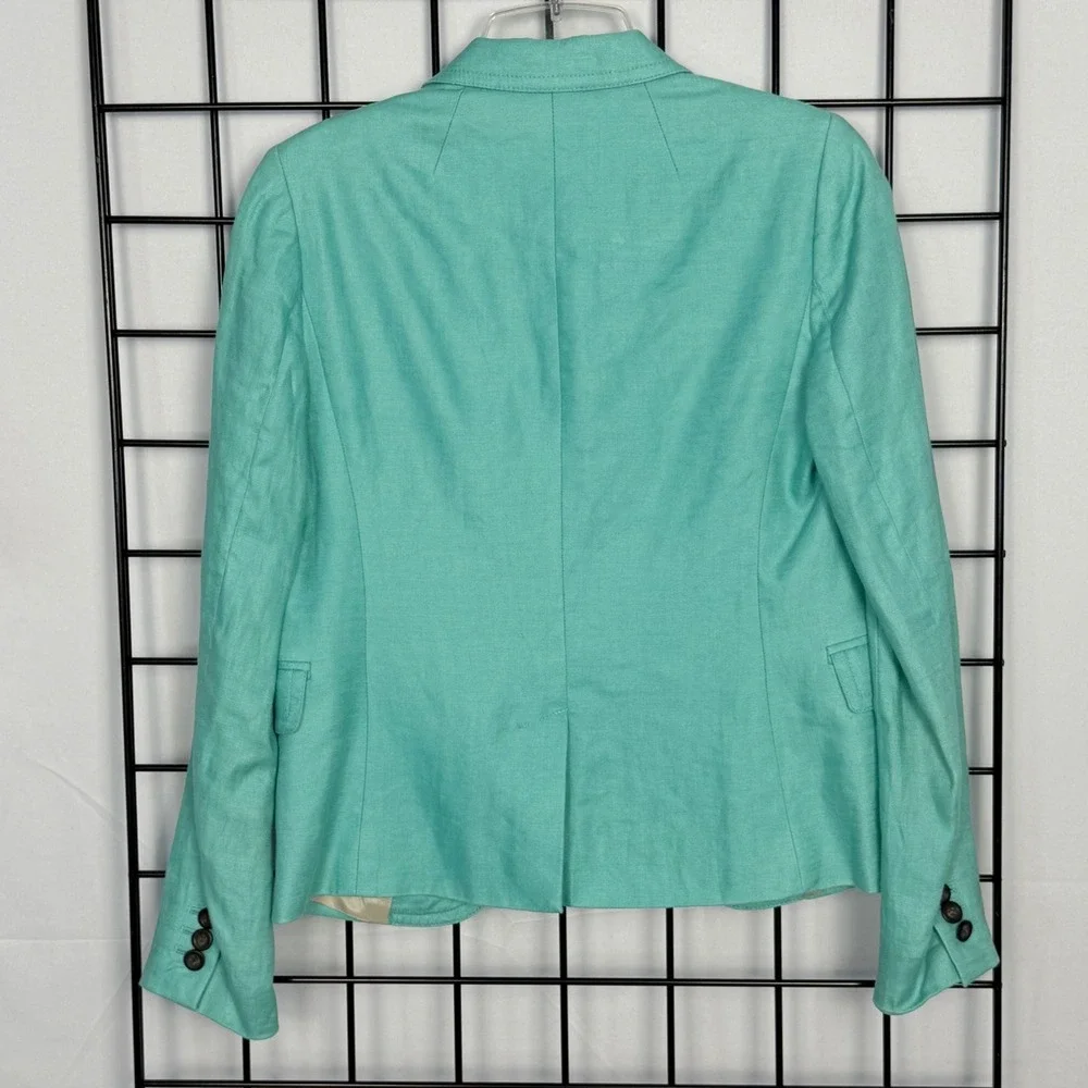 J.Crew Blazer Womens 0 Sea Green 100% Linen Two-Button Schoolboy Jacket